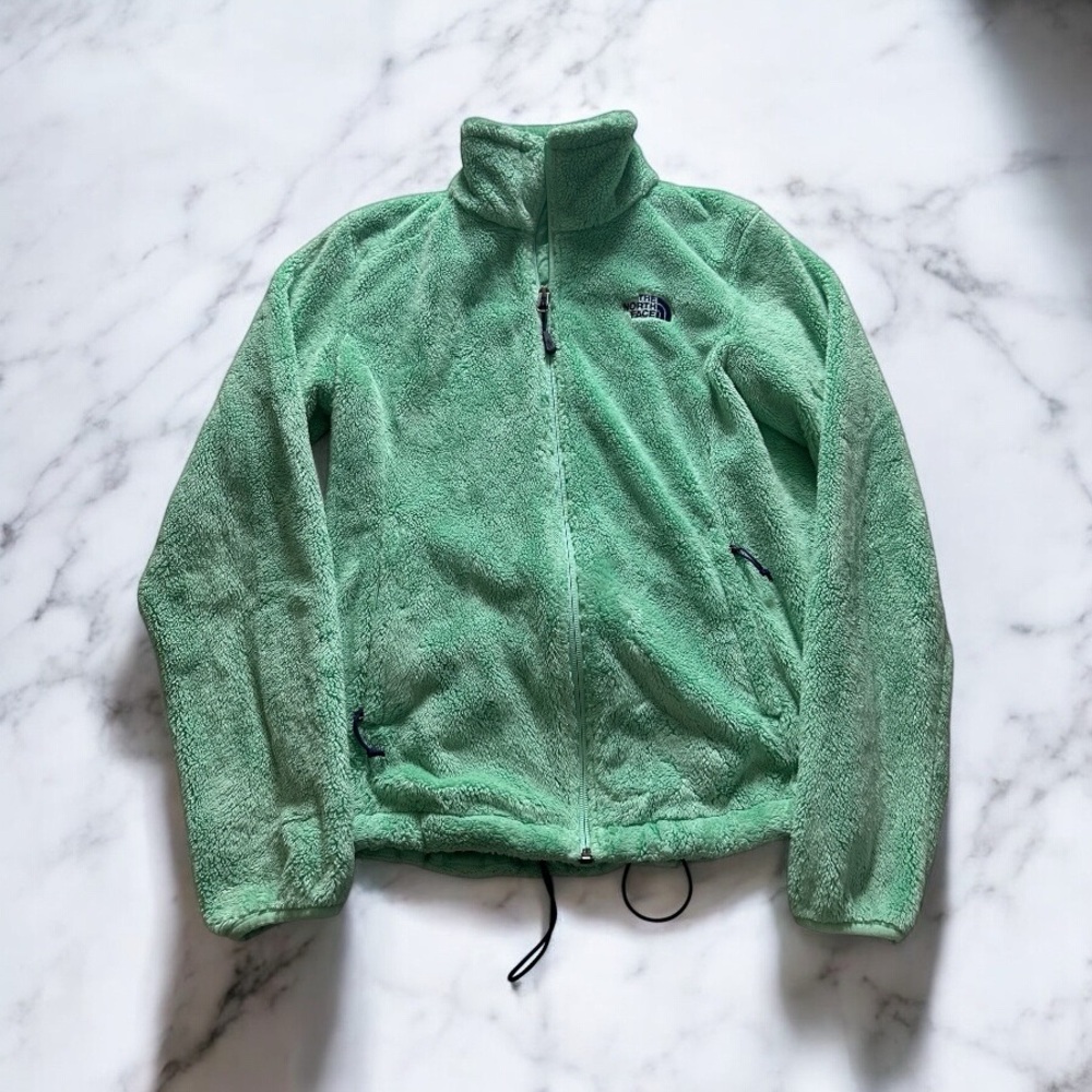 The North Face full zip fleece jacket women’s small green outdoors